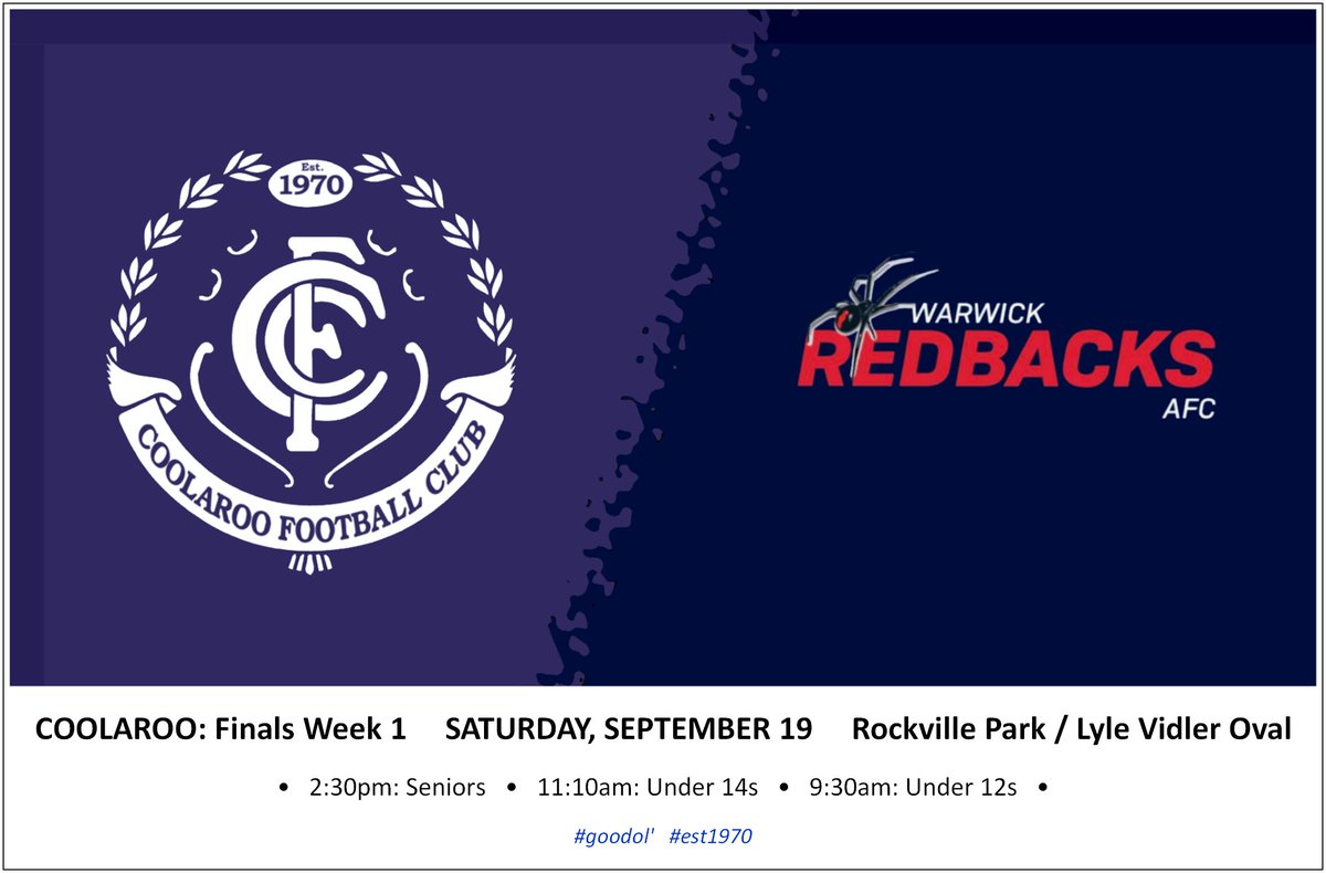 CoolarooFC's tweet image. Finals - Week 1:

Seniors: facebook.com/events/1196527…
Under 14s: facebook.com/events/7033252…
Under 12s: facebook.com/events/3273160…

#goodol' #est1970