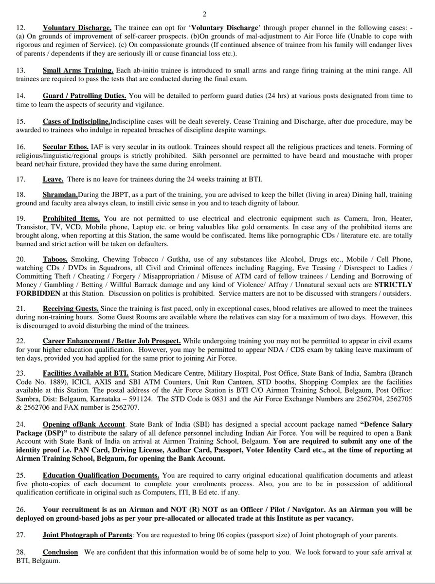 air force joining instructions