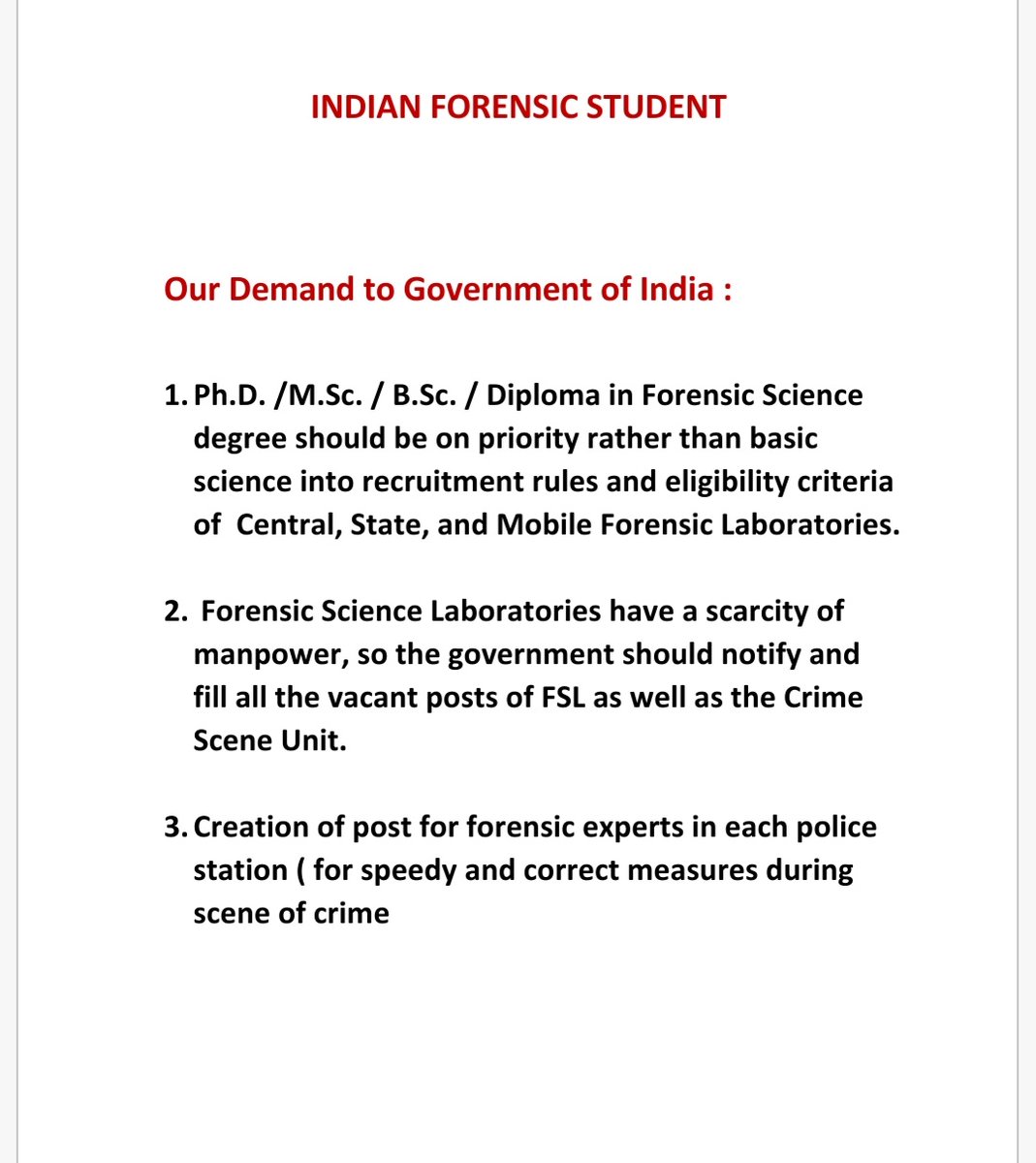 Neha68160586's tweet photo. #EqualForensicRR  #forensicstudent #forensicscienceoptionalinUPSC #Askforensicjobs 
@PMOIndia 
@AmitShah @dhruv_rathee @thedeshbhakt @abhiandniyu @chetanbhagat @RahulGandhi https://t.co/yh6oPlBi8D