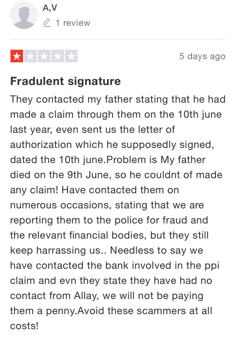 Moneycheats_UK's tweet photo. This Trust Pilot review of Allay Claims was published 5 days ago and the CMC has been given full authorisation by the @theFCA in Feb!
Do you still monitor these firms @TheFCA after authorisation has been given??
#moneycheats https://t.co/KZV5WvqMzZ