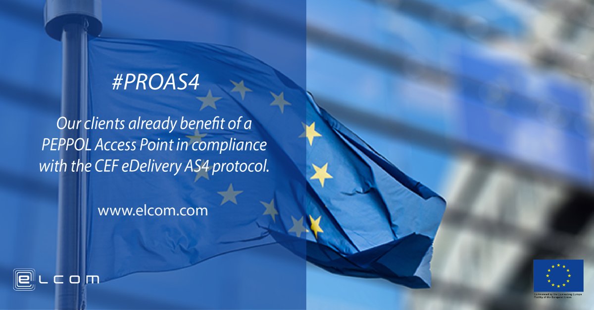 elcom's tweet photo. As a certified PEPPOL Access Point (AP), at @elcom we are participating in the #PROAS4 #eDelivery project to implement the AS4 protocol and upgrade the Service Metadata Publishers (SMP). The project is co-funded by #EUFunding #CEFTelecom Get in touch: ssmith@elcom.com https://t.co/qtFakvQJ8b