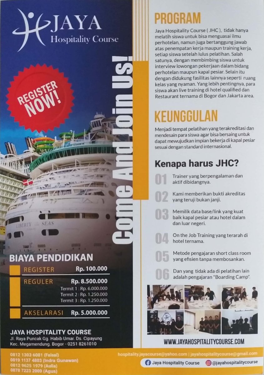 rikaflo_08's tweet photo. Come join us 😎
yuk kepoin web nya jaya hospitality course atau yg mau tanya-tanya dulu juga japri aja no wa yg tertera atau mau tanya langsung ke saya juga mangga ditunggu 😬 https://t.co/At6Ytwlabn https://t.co/nxWxk18WzI