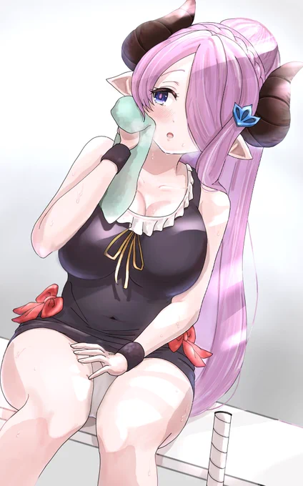 グラブル学園テニス部のナルメアお姉さんベンチで休憩

#グラブル 