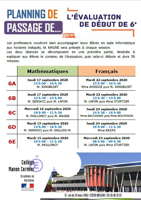 CollegeManon's tweet photo. EVALUATIONS NATIONALES A L’ENTRÉE EN SIXIEME
> Ça commence demain ! https://t.co/gEXmChJuHY