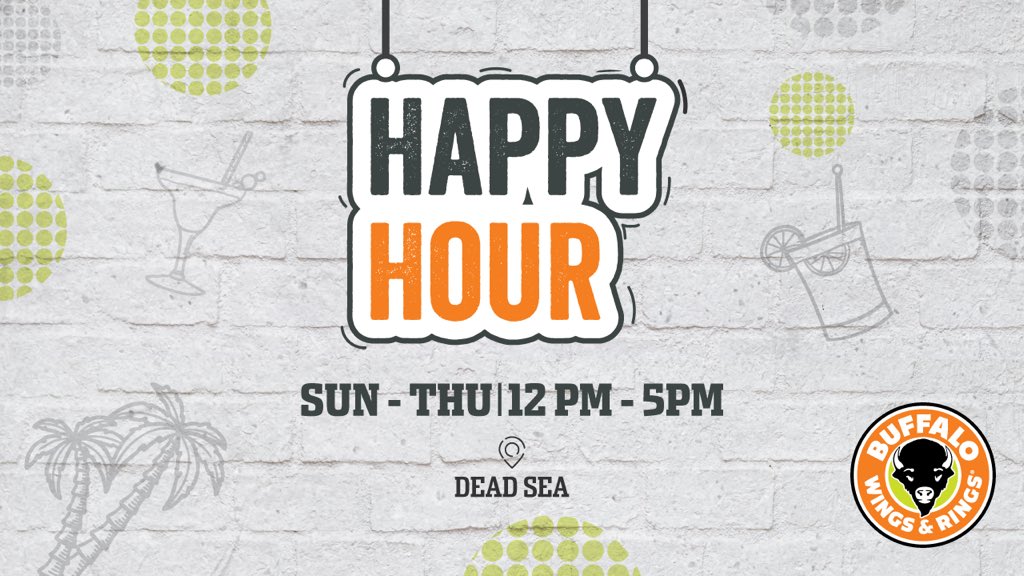 BuffaloWingsJO's tweet photo. Get the delicious food you deserve at the lowest point on earth 🌊 

Enjoy our #HAPPYHOUR Sun-Thu from 12-5 PM 
#DeadSea 

Menu link: https://t.co/FP3xVHnnFh https://t.co/lnyKtxiepK