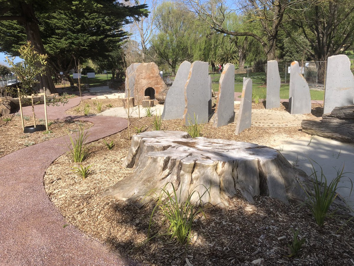 Bundogs's tweet photo. Nature Based Play Space basking in some spring sun as the plants and turf take root before the masses arrive #warrnamboolbotanicgardens #pickmyproject #laidlawandlaidlawdesign https://t.co/VOhvGu4Bw7