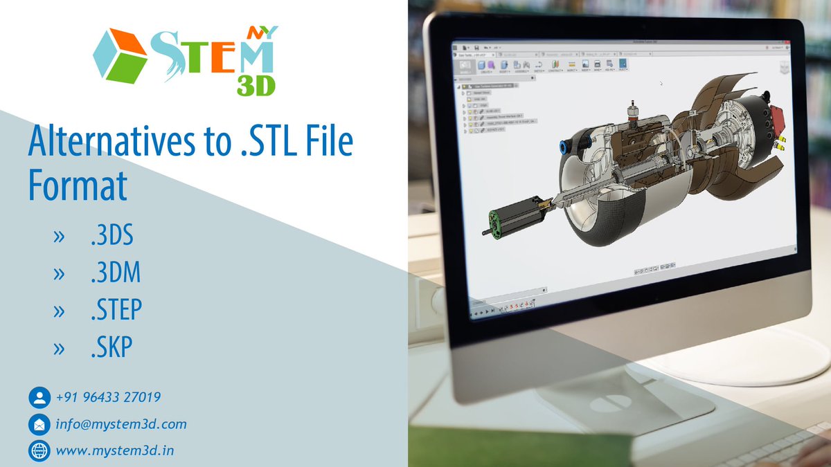 mystem3d's tweet photo. .STL is the most preferred file format for #3DPrinting across the #globe. Some important alternatives to it include .3DM, .3DS, .STEP, and .SKP. 
#edtech https://t.co/El2a49VqJq