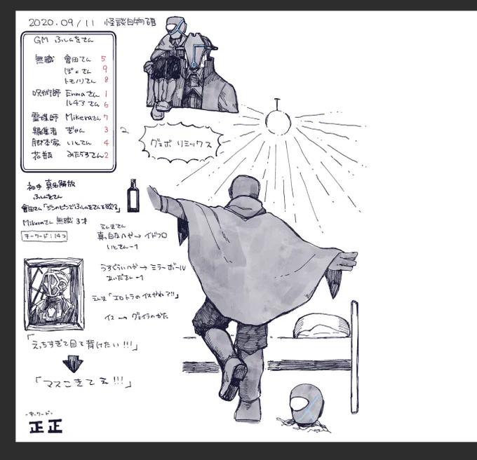 ふしんをさんの白物語中に描いてたものです…
爆心地で情緒落ち着かせるために落書き多目
途中から描くの諦めた… 