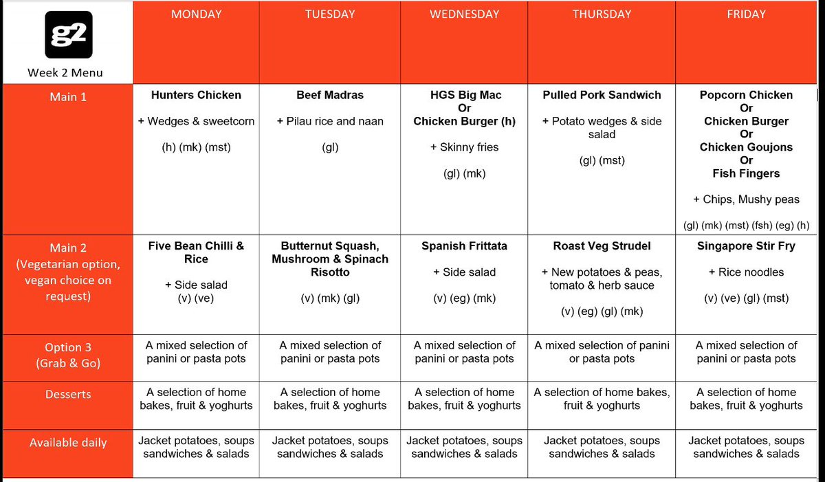 HGS_g2's tweet photo. Menu for this week at G2 😋 https://t.co/mXFZxxU6B1