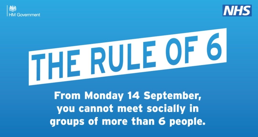 #Walsall From today (14 Sept) you cannot meet socially in groups of more than 6 people inside or outside.

You should continue to maintain social distancing with anyone you do not live with.

More info 👇🏾
gov.uk/government/pub…