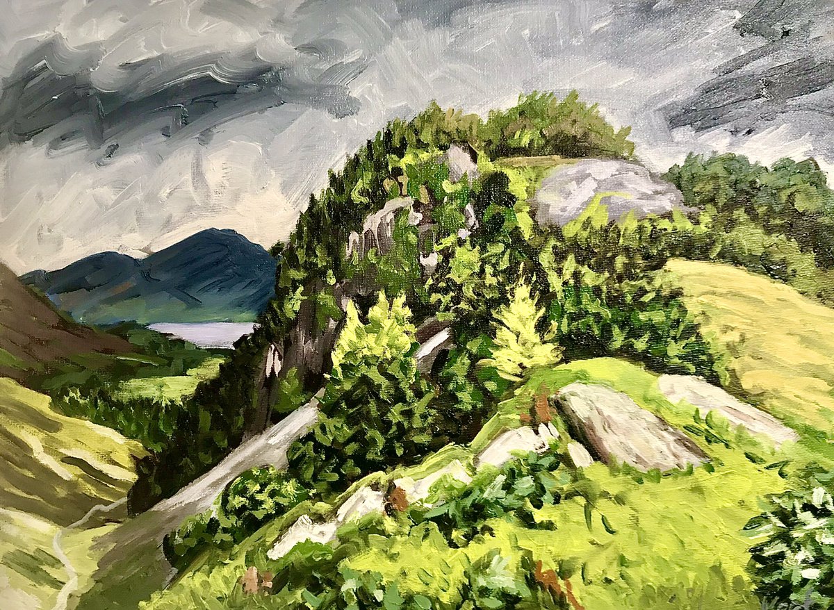 McsherryKeith's tweet photo. A newly finished oil of Castle Crag in Borrowdale. Although Castle Crag is one of the smaller fells it’s certainly one of the most picturesque and has a character all of its own. https://t.co/fg5GSqWqmr @FeatureCumbria @drawntothelakes #landscapepainting #painting #Cumbria https://t.co/FzvoXtb5GK