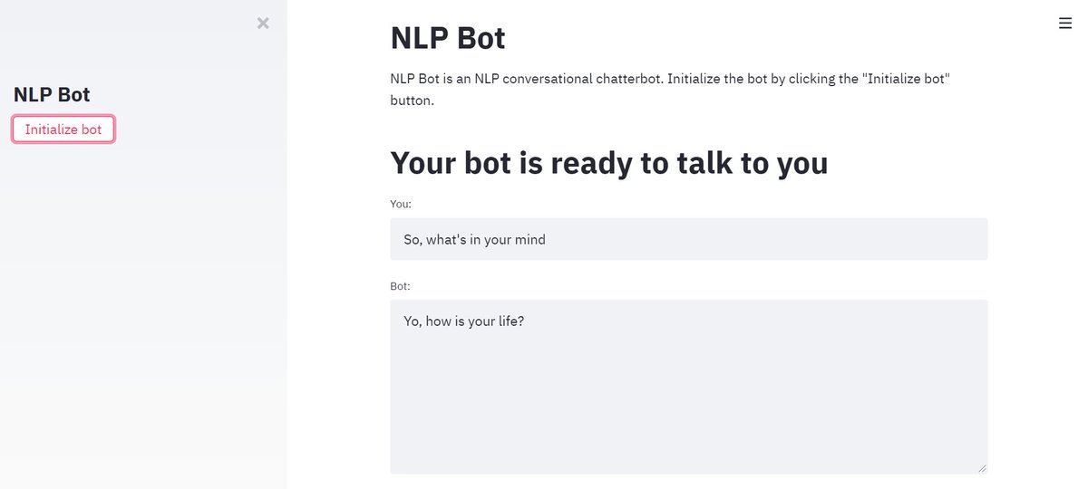 I_m_Jojo's tweet photo. An AI chatbot using @streamlit

https://t.co/uRNS7JSSEW
#chatbot #streamlit #openCV #beautifulsoup #chatterbot

https://t.co/VDwX9VwXAL https://t.co/a7yMN6tHA0