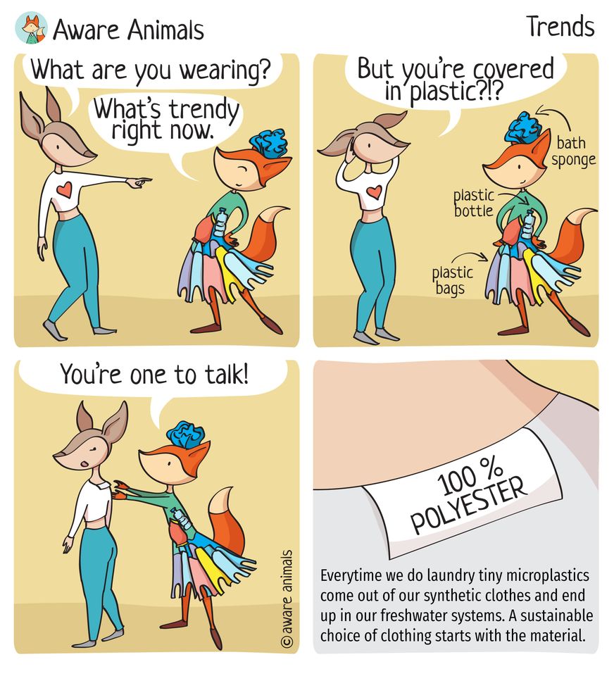 AwareAnimals's tweet photo. Do you check the label when you shop for clothes? 

👗👕

#slowfashion #awareanimals #zerowaste #zerowastetips #webcomics  #microplastics #ecoconsumer #conciousconsumer #bethechange #ethicalfashion #sustainablefashion https://t.co/6jLk3VUMSf