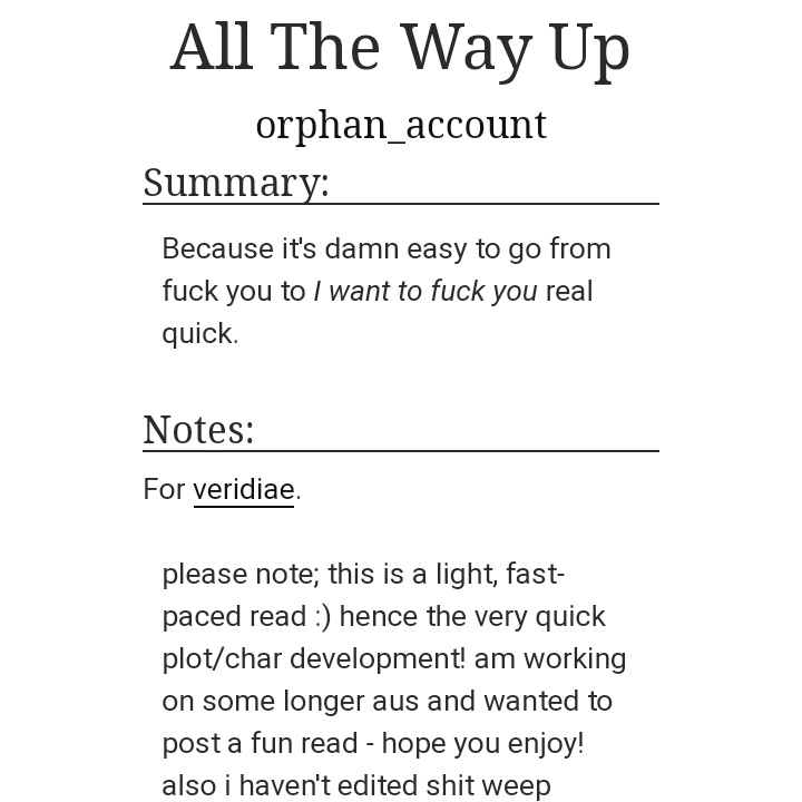 All The Way Up | 26k https://archiveofourown.org/works/9265571/chapters/20999864