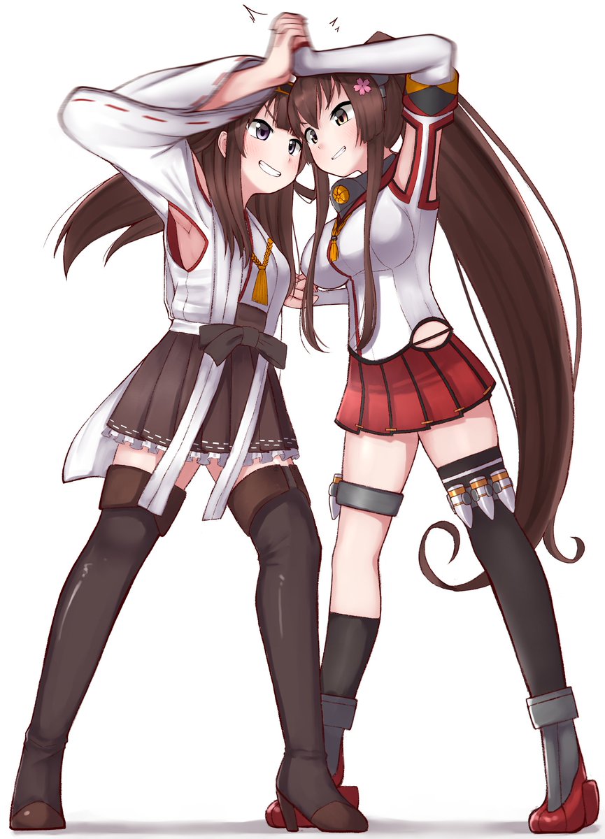金剛(艦これ) ,大和(艦これ) 「SKIMAでの依頼より。
金剛 VS 大和  戦艦 力比べ!??? 」|ていえむ＠skeb募集中のイラスト