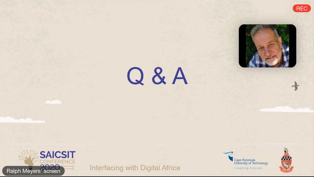 Oosterwyk's tweet photo. Thank you Prof. @johannescronje. Amazing talk at this years Virtual 2020 #aissac #saicsit #blendedlearning @CPUT https://t.co/TjkmzVUIBU