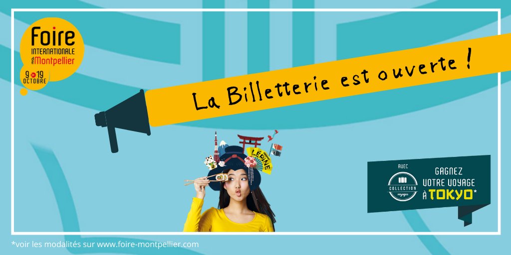 La billetterie de la Foire est ouverte : bit.ly/2DNpfU6
Les petits plus d’un achat en ligne : bénéficiez du tarif préférentiel à 5€, privilégiez le paiement dématérialisé et évitez l’attente aux caisses.

Rdv du 9 au 19 octobre pour une édition aux couleurs de Tokyo !