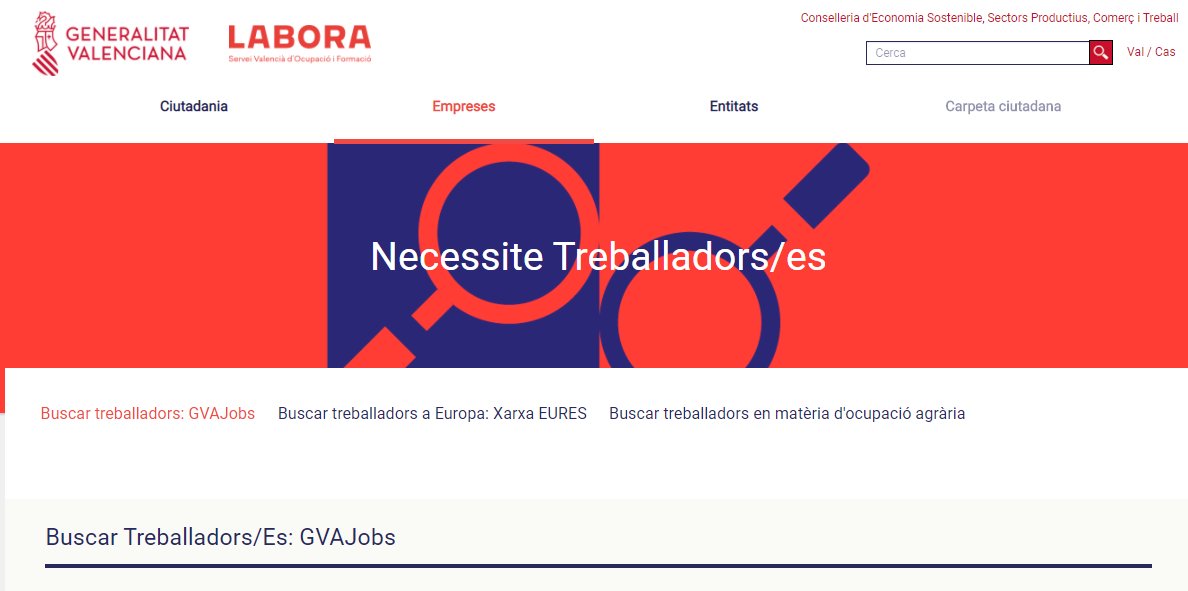 GVAlabora's tweet photo. 📢 Tens una empresa🏢? Busques personal treballador? 
👨‍💻A la pàgina web de #Labora pots publicar una #OfertadeTreball
👀Mira aquest tutorial 🔽
https://t.co/0PERky5Mif
👩‍💼T’assessorem durant tot el procés de selecció
#Ocupació #Empreses #GvaJobs #SomLABORA https://t.co/jNYQKRFuDe