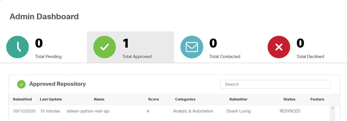 kimdoanh89's tweet image. Just got my first #CiscoDevnet #CodeExchange published. Now I can have a lovely badge added to the Github repo. 😍
developer.cisco.com/codeexchange/g…