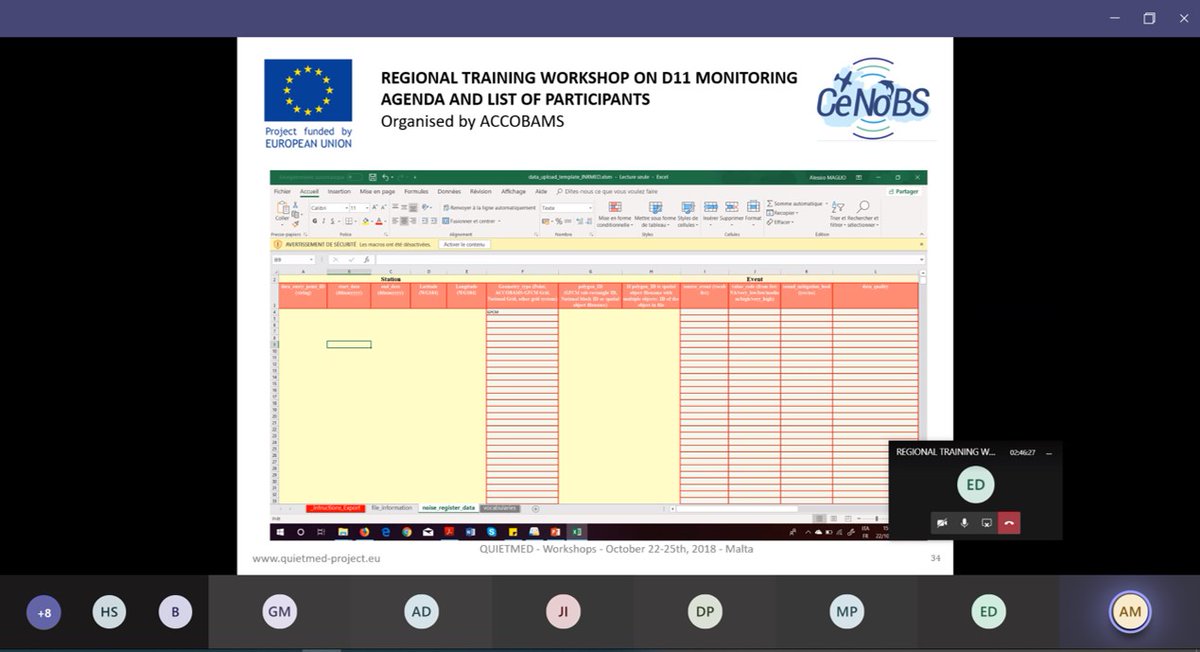 ACCOBAMS's tweet photo. In the frame of the EU funded project #CeNoBS, a 3-days training workshop on D11 monitoring is currenlty ongoing.
Led by some @ACCOBAMS noise experts it aims at strengthening capacities in Black Sea on D11 monitoring, addressing both D11C1 & D11C2 criteria.
#underwaternoise https://t.co/r6btL7saKJ