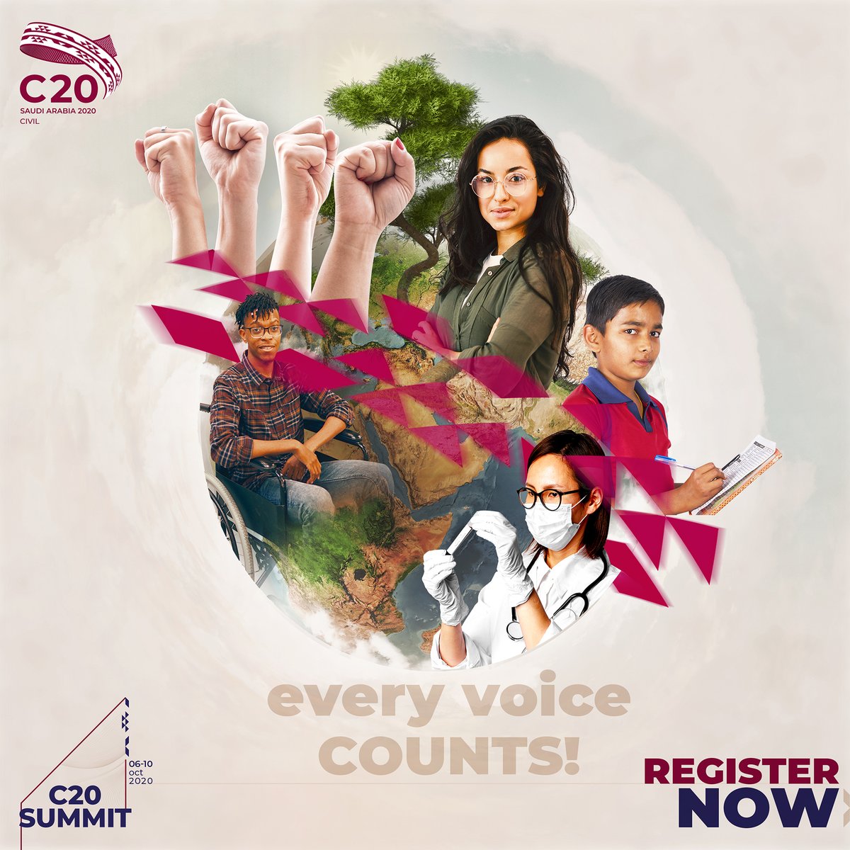 📢We call for:
⚖️Social &amp; Economic Justice
🔓#Transparency &amp; #Accountability
💪🏽Citizen #Empowerment 
🌍Wellbeing of People &amp; Planet 
⚕️#JustResponse to #Covid19 

🔴Register to the #C20Summit &amp; help us bring the #G20 into action: bit.ly/Join-C20