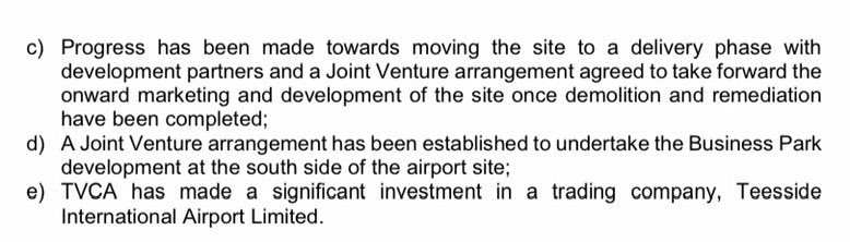 At the airport, for example, a business park is to be created, so the company that is to develop that park is a ‘joint venture partner’ in the airport enterprise. It is also mentioned in the Governance document (Detail item 2d).