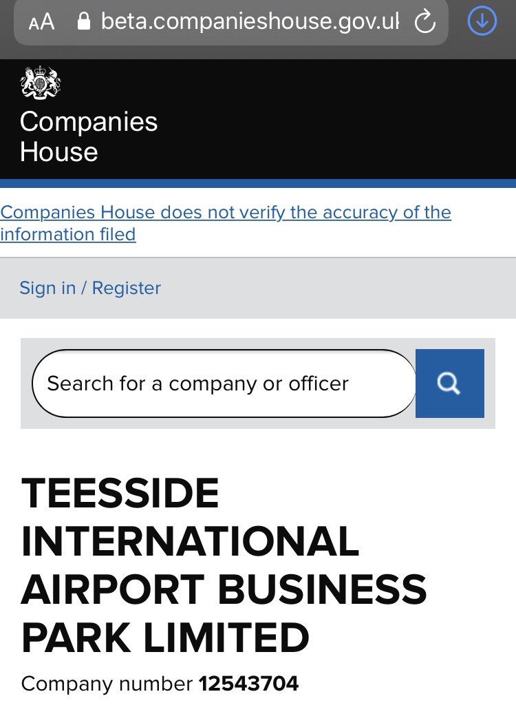 So Teesside International Airport Business Park Ltd (TIABPL) was duly created with Julie Gilhespie, chief executive of the TVCA, Martin Corney of Theakston Land, and Chris Musgrave of Wynyard Business Park as directors.  https://beta.companieshouse.gov.uk/company/12543704/officers