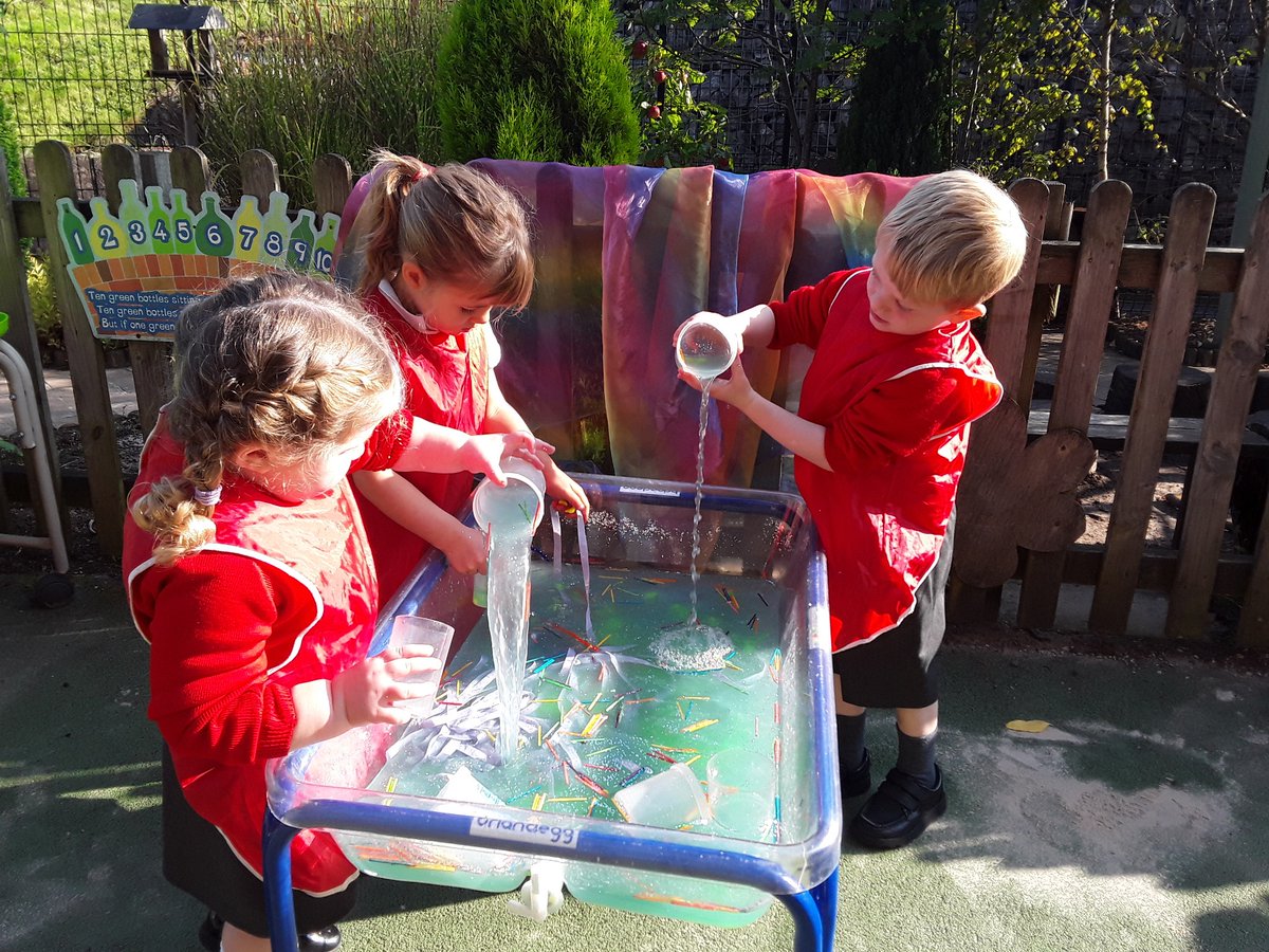 NULS_Nursery's tweet photo. Today is National Roald Dahl Day. We celebrated by discussing our favourite Roald Dahl stories and films. Our favourite was The BFG and so we set up a potion station in our water-play area. Young scientists have to start somewhere! #WeareNULS #ExcellentEYFS #RoaldDahlDay https://t.co/SvYu0YlRJV