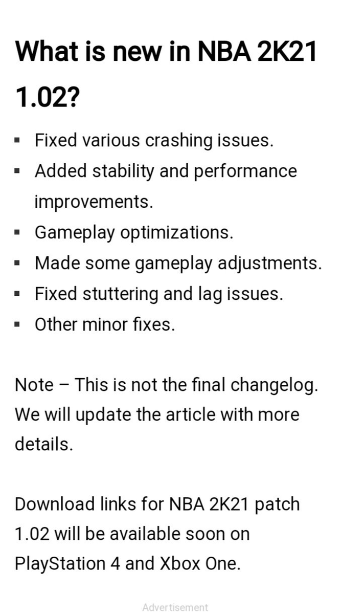 DoubleH_YT's tweet photo. Here are the patch notes for Patch 1.02 on #NBA2K21 https://t.co/ApRiMbACev