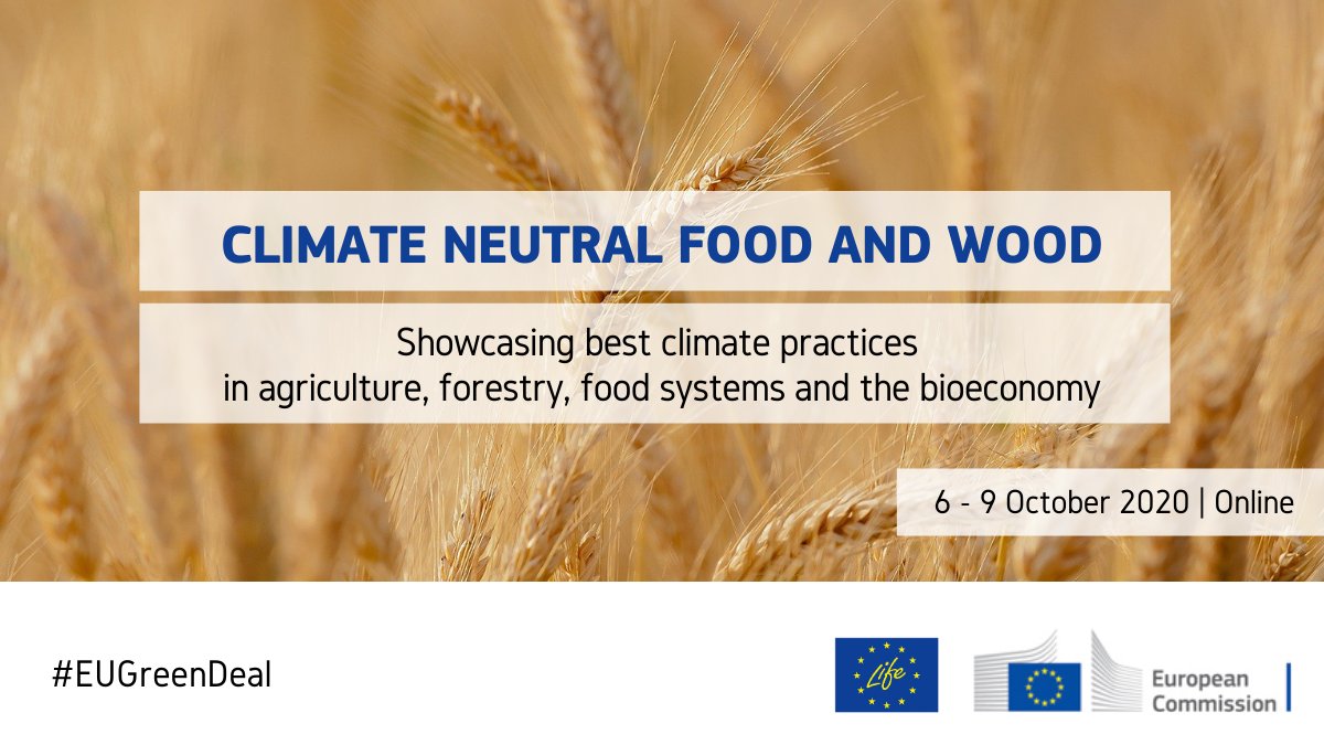 The land use sector is key for a #ClimateNeutralEU .
We're organising a series of webinars to showcase how <a href="/LIFEprogramme/">LIFE Programme</a> &amp; <a href="/EU_H2020/">Horizon 2020</a> projects boost #ClimateAction in agriculture, food systems, forestry &amp; bioeconomy. 🧑🏻‍🌾🌲🌽
📅 6-9 Oct
Registration &amp; more 👉🏼europa.eu/!BH93Vv