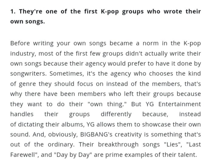 1. They're one of the first K-pop groups who wrote their own songs."BIGBANG's creativity is something that's out of the ordinary" #BIGBANG  @YG_GlobalVIP