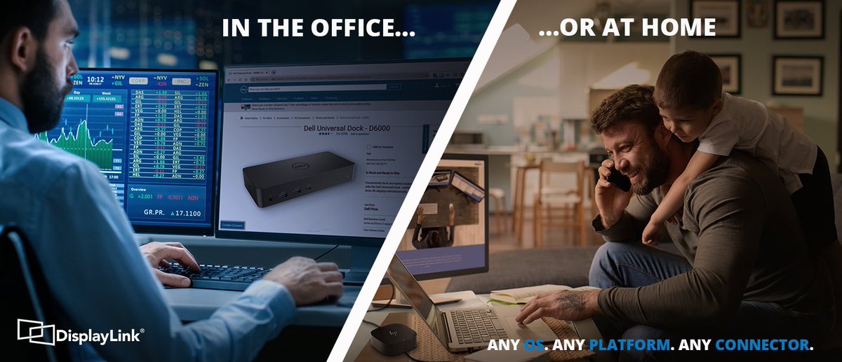 DisplayLink's tweet photo. Simplify universal docking connectivity with DisplayLink enabled docking solutions for any platform, any OS, and any connector. https://t.co/9pY3n2Tk0y   
#WFH #UniversalGraphics, #UniversalDocking, #Productivity https://t.co/hBGMokzYrw
