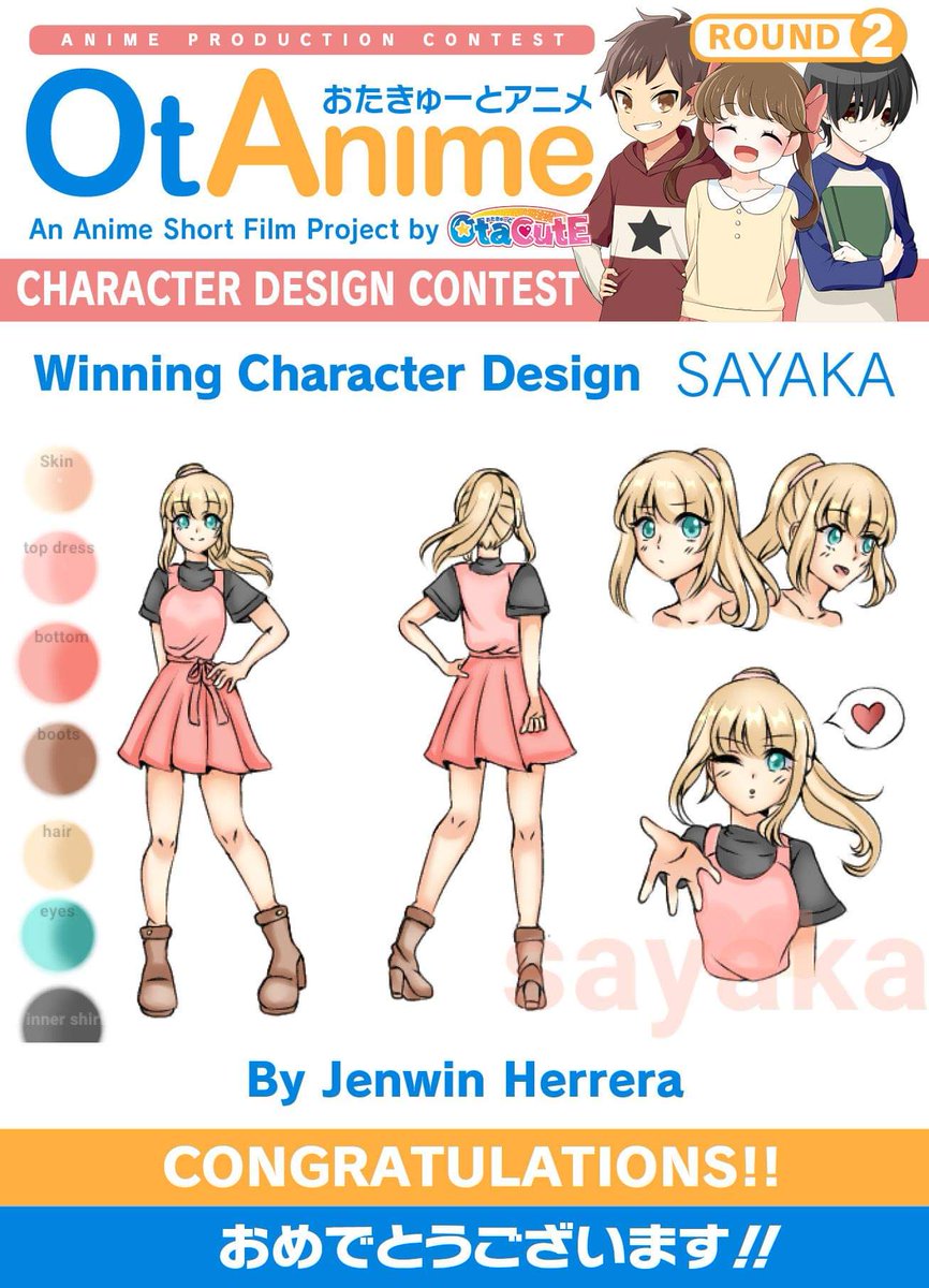 otacutedao's tweet photo. 【OtAnime Round 2 Winner】
Congratulations to Jenwin Herrera for winning OtAnime Project Round 2 Character Design Contest !
To the artists who participated in this contest, otsukaresama desu !
#otacute #otanime #otanimeproject #animemaking #drawing #characterdesign #art https://t.co/FIem3nqDOI