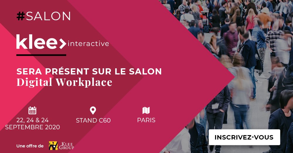 Klee_Group's tweet photo. [#EVENT] La #TeamKleeInteractive sera présente au salon #DigitalWorkplace ! Retrouvez-nous du 22 au 24 Septembre et venez échanger avec nos équipes. Rendez-vous au stand C60 📍🤓

https://t.co/xVcJsD6Hue https://t.co/ODB0Jqqvbq