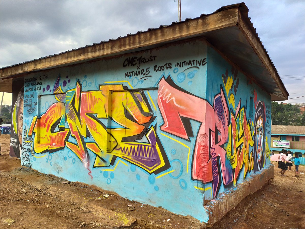 CMETrust's tweet photo. And our Mathare offices have some new faces! Such an honour to collaborate with our good friends @Mathare_Roots &amp; homegrown talents led by @MyTribeIsArt1 to celebrate education champions @Malala &amp; @NelsonMandela Thank you @KCBGroup for donating paints! https://t.co/iVi6i33wJ7