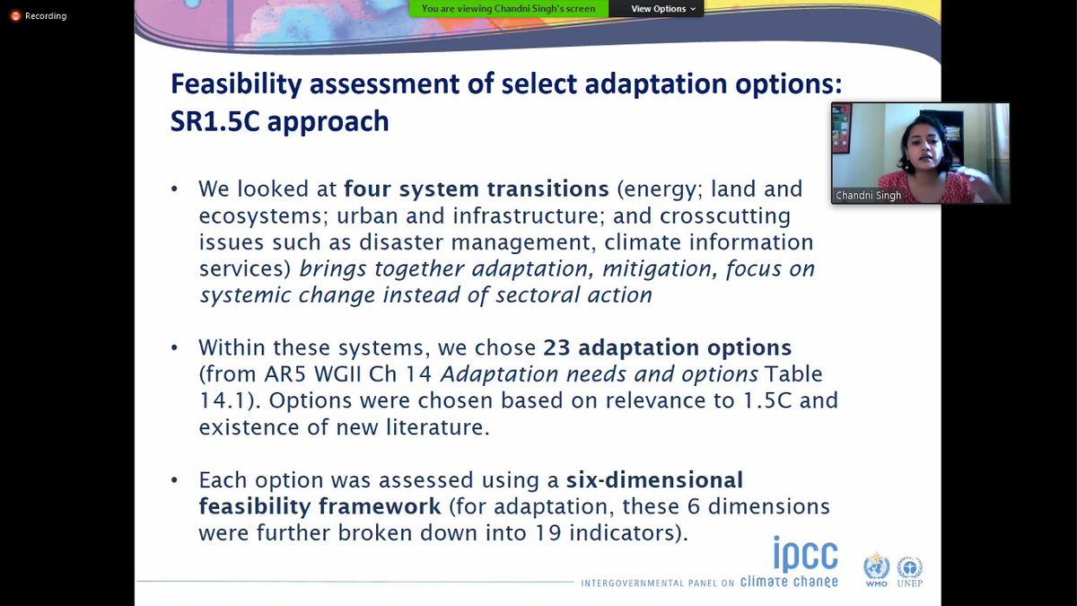 ARUA_ACEIR's tweet photo. #TSITICA project webinar guest, @Chandrisingh presenting today on the chapter that she contributed to the Intergovernmental Panel on #ClimateChange. She assessed the feasibility of climate change adaptation options @ARUA_News @UKRI_News @GCRF @IPCC_CH @ARUA_CD @ACDI_UCT https://t.co/MP9lvx0Qjk