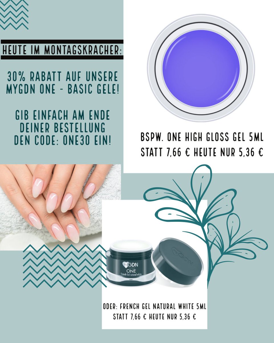 GermanDreamNail's tweet photo. Heute im Montagskracher: 30% Rabatt auf unsere myGDN One Gel-Serie🤗 Gib einfach am Ende Deiner Bestellung den Code: ONE30 ein! https://t.co/IFfkbdzogb https://t.co/LPLrhsPb76