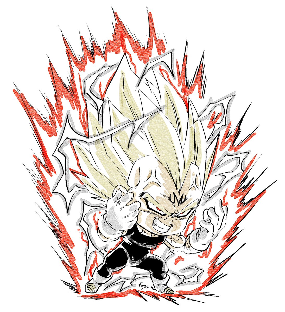 vegeta super saiyan 1boy male focus solo gloves blonde hair aura  illustration images