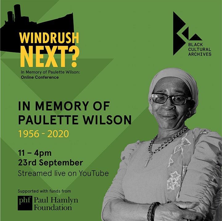 ppvernon's tweet photo. Important Windrush Conference in memory of Paulette Wilson  on 23rd of September with key note speaker Wendy Williams reflecting 6 months since the launch of  @bcaheritage @phf_uk 
https://t.co/zBngJHAjVc https://t.co/LTrhkTO5qy