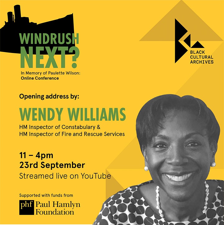 ppvernon's tweet photo. Important Windrush Conference in memory of Paulette Wilson  on 23rd of September with key note speaker Wendy Williams reflecting 6 months since the launch of  @bcaheritage @phf_uk 
https://t.co/zBngJHAjVc https://t.co/LTrhkTO5qy