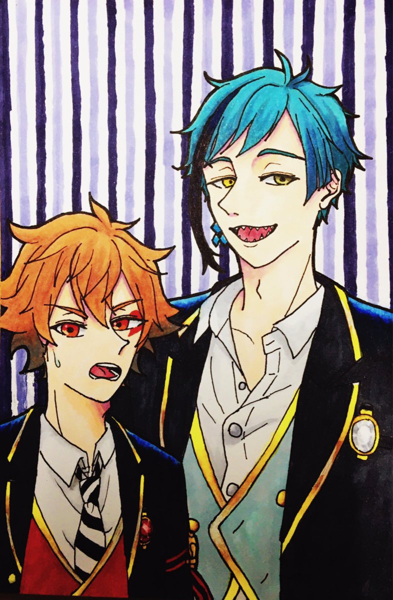 アルシャド バスケ部の身長差 ツイステ ツイステファンアート エース トラッポラ フロイド リーチ 1 加工有 2 加工無