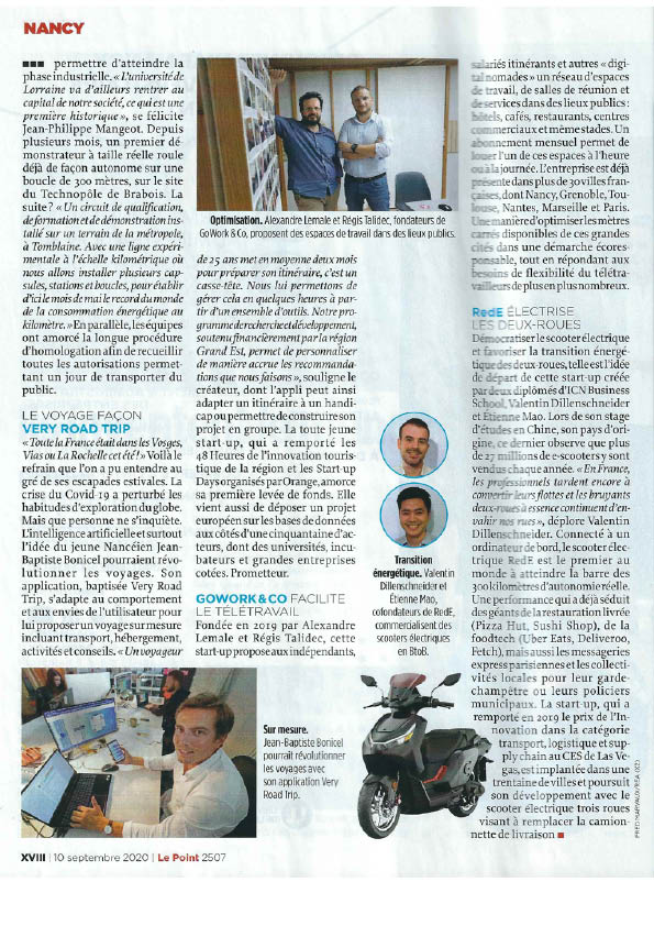 Pddckfr's tweet photo. #ACTU 
Retrouvez trois startups du Paddock à l'honneur dans @LePoint 🗞

@goworkandco, @VeryRoadTrip  &amp; @RedElectric_FR inventent le monde de demain en matière de travail, tourisme et de transport 🚀   Foncez lire l'article pour en apprendre plus sur ces #Startups nancéienne 📍 https://t.co/6K0ASCLCHj
