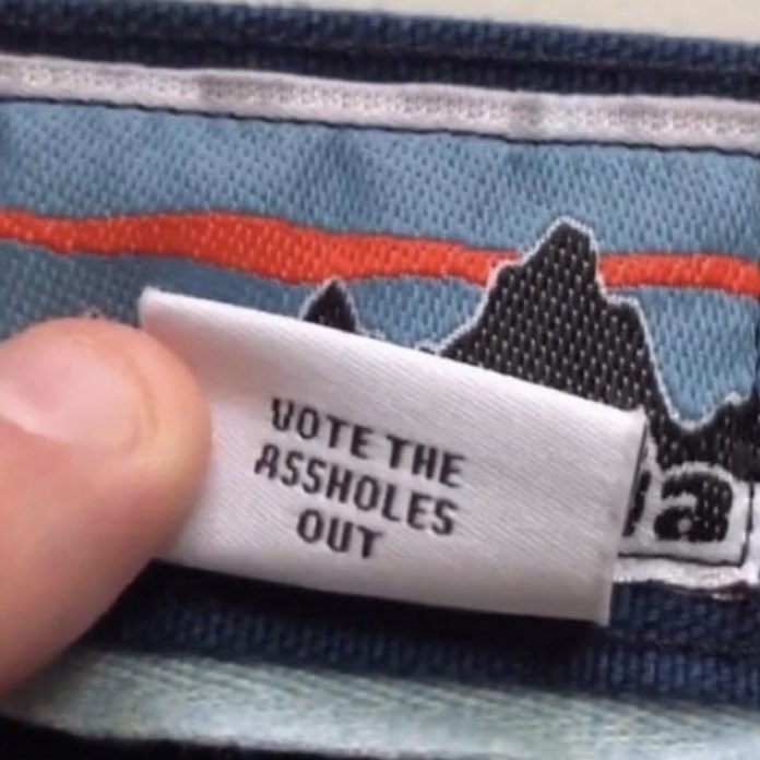 Patagonia need we say more! #patagonia #votetheassholesout #yardsstore #yardsstoremanchester #activist yardsstore.com