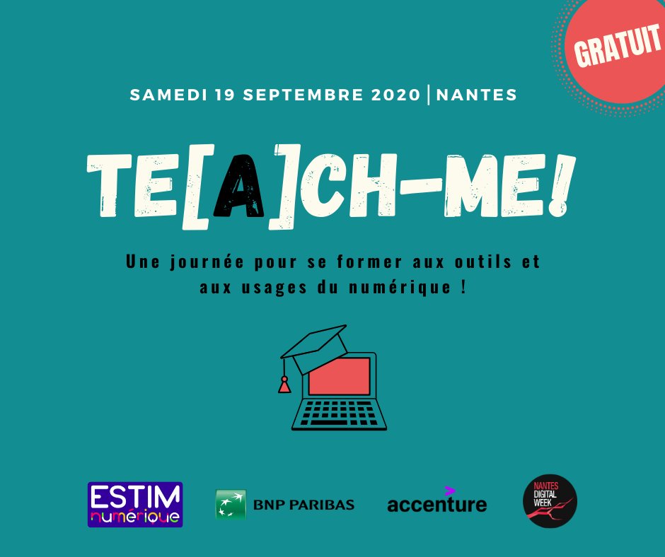 FourageAlicia's tweet photo. #AccentureNantes, dans le cadre de la @NantesDigitalW en collaboration avec #TeachMe et @BNPParibas , vous propose une journée dédiée à l’apprentissage du numérique ! Rendez-vous le 19/09 sur inscription : https://t.co/b8ge9yBdCH

@liassem_mc @AccentureFrance @franckytrichet https://t.co/LIBqmp4ae6