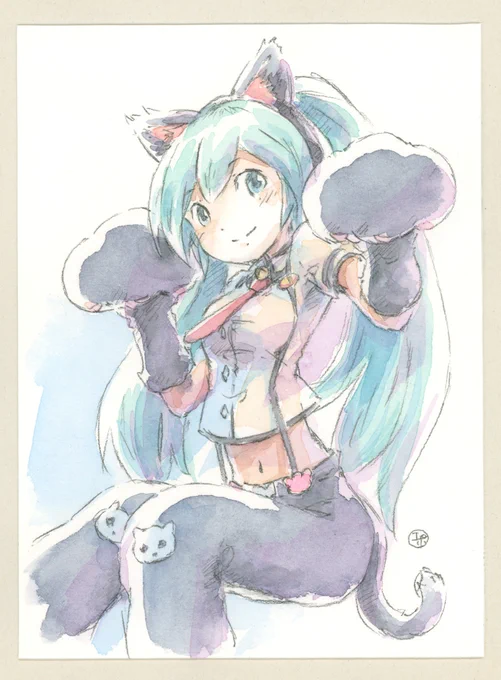 にゃんこなミクさん描きました! 