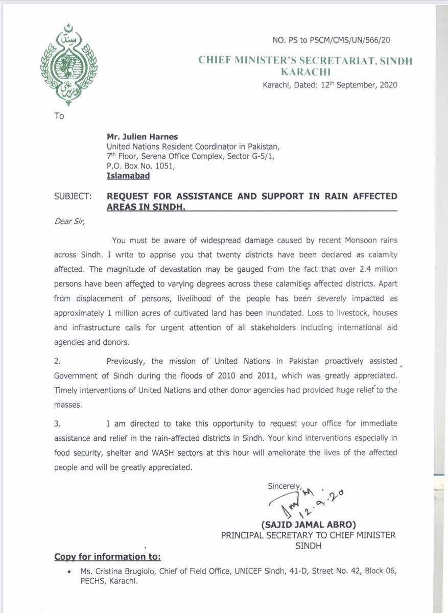 jaggarta's tweet image. @julienmh Sindh Government Request for support in Rain Affected areas of Sindh #SindhFlood #UNsupport