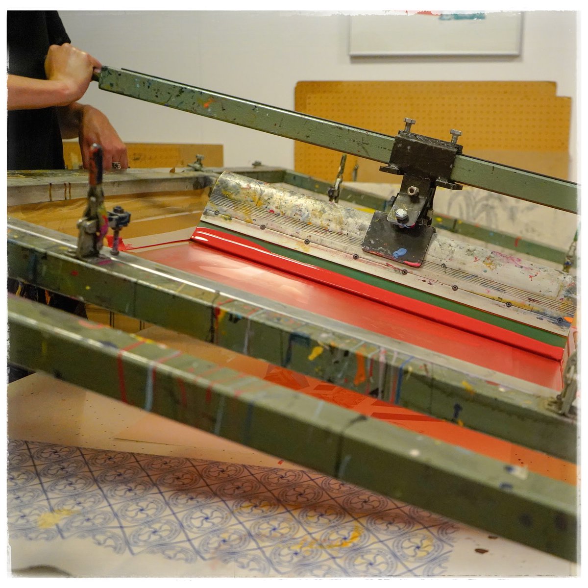 New work is underway in the #studio! All our prints are designed collectively and then hand printed by us. We use <a href="/screen_tec/">Screentec Print Essentials Ltd</a> ink to get our strong, eye catching colours!