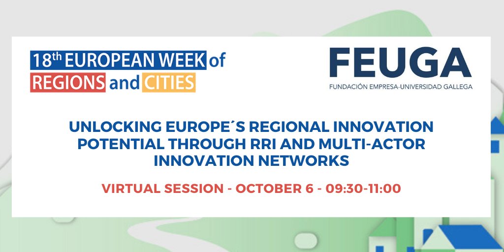 FEUGA_oficial's tweet photo. 🔎Are you interested in responsible research and innovation #RRI? Do you want to know how to translate knowledge into practice with regional multi-actor innovation networks?Join us for our RRI session at the #EURegionsWeek on Oct. 6 at 09:30❗️
https://t.co/MtMNTJOme0
@EU_CoR https://t.co/dT5w4UqFCe
