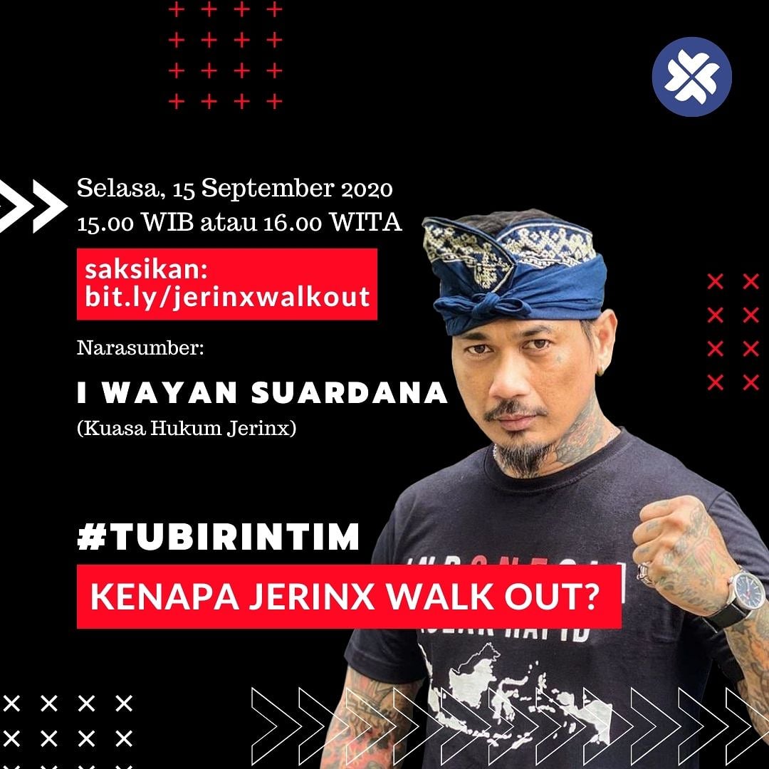 NgertiHukumID's tweet photo. #TubirIntim Kenapa Jerinx Walk Out?
Beberapa waktu yang lalu, PN Denpasar menggelar persidangan secara online terhadap Jerinx. Jerinx didakwa dengan dakwaan alternative yaitu melanggar Pasal 27 ayat (3) UU ITE atau melanggar Pasal 28 ayat (2) UU ITE. https://t.co/FraKT8sKxd