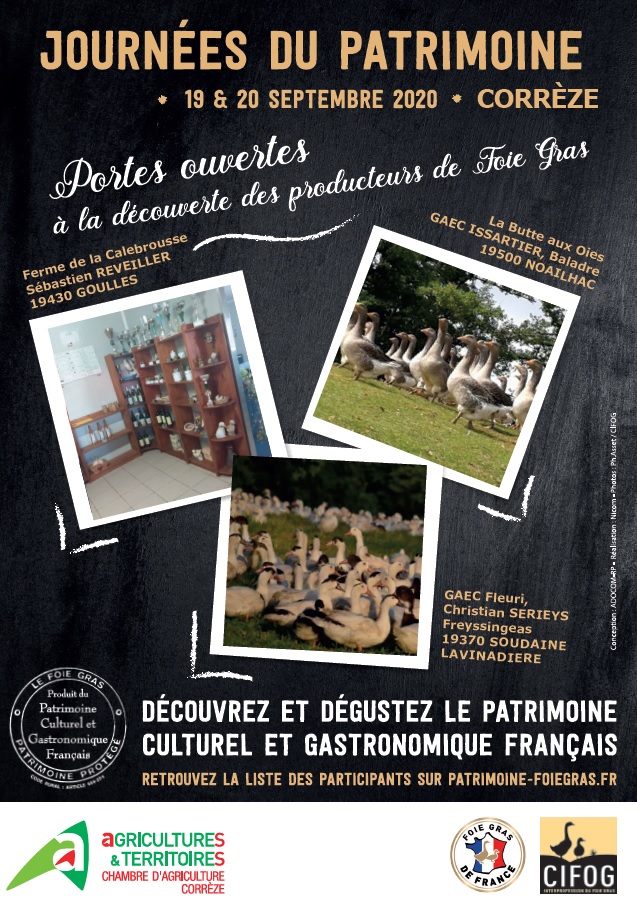 🧐🦆[EVENEMENT] Dans le cadre des Journées du patrimoine (19 &amp; 20 sept), 3 producteurs de #foiegras en #Corrèze ouvrent leurs portes. Visite des exploitations, échanges sur le métier &amp; dégustations sont prévus... Nous, on y sera ! #patrimoinefoiegras
👉 patrimoine-foiegras.fr